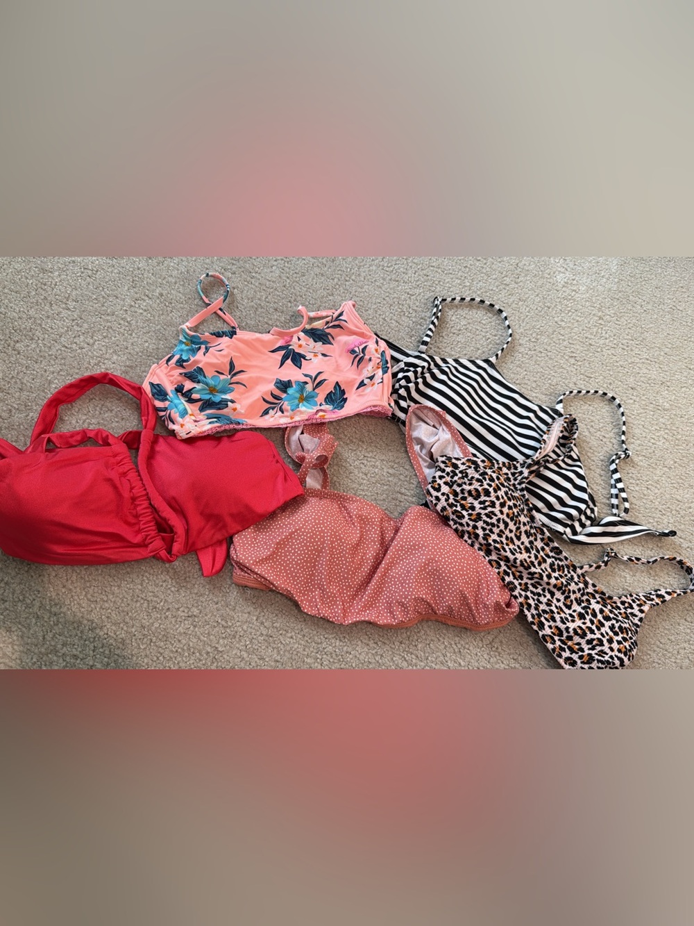 Mixed Bikini Set - Pink Floral, Red, Coral, Striped & Leopard